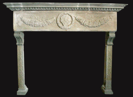 Cheminée ancienne en pierre d'époque Renaissance, Florence Italie L 245 x H 206 cm Renaissance period stone fireplace, Florence Italie