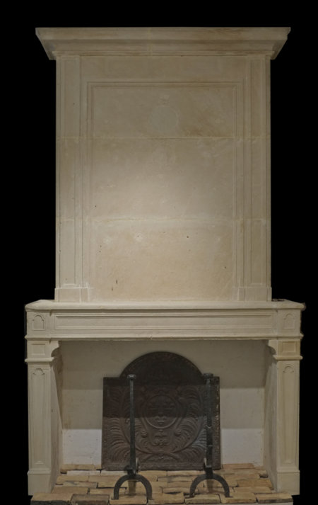 cheminée ancienne à trumeau d'époque L XIV L166 xH 294 cm fireplace with stone trumeau from the L XIV period