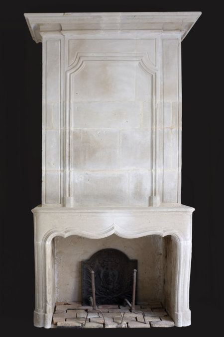 Cheminée ancienne à trumeau d'époque L XIV L155 xH 307 cm fireplace with stone trumeau from the L XIV period