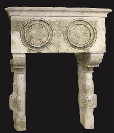 cheminée ancienne d'époque Renaissance française L 190 x H 245 cm French Renaissance stone period fireplace